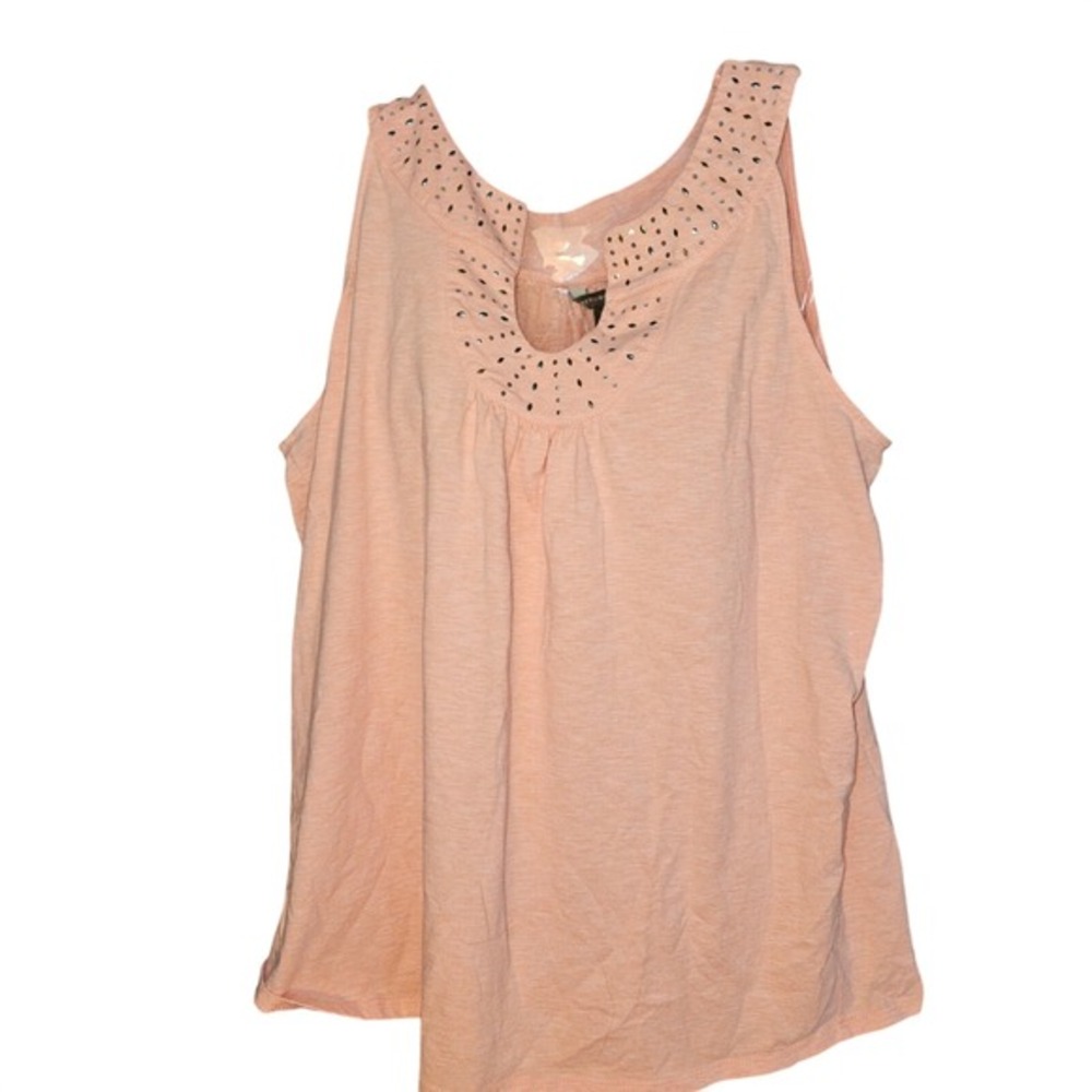 Bit & Bridle Women XL Peach‎ Embellished V-Neck Slvless Tank Top Studded Sequin